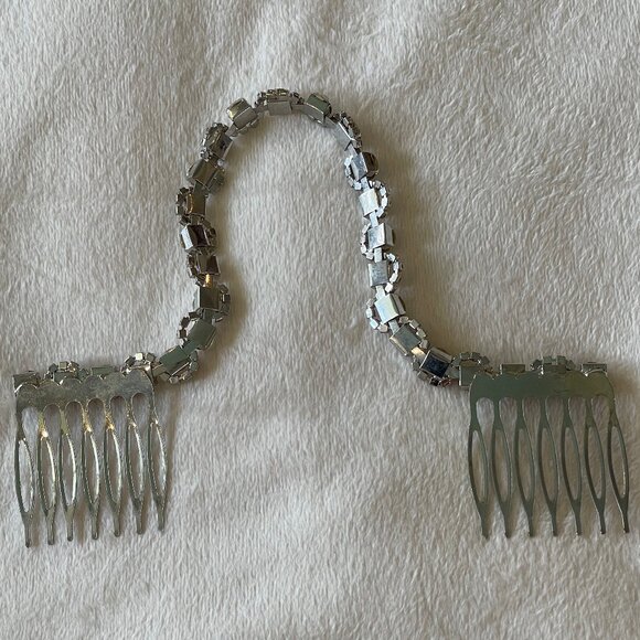 NWOT Silver Rhinestone Hair Vine Wedding Hair Band Combs - Picture 2 of 13